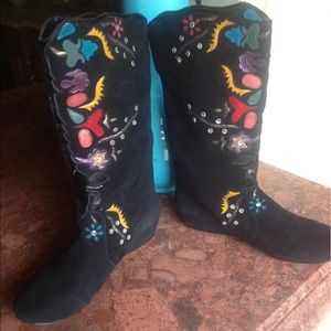 Suede embellished boot